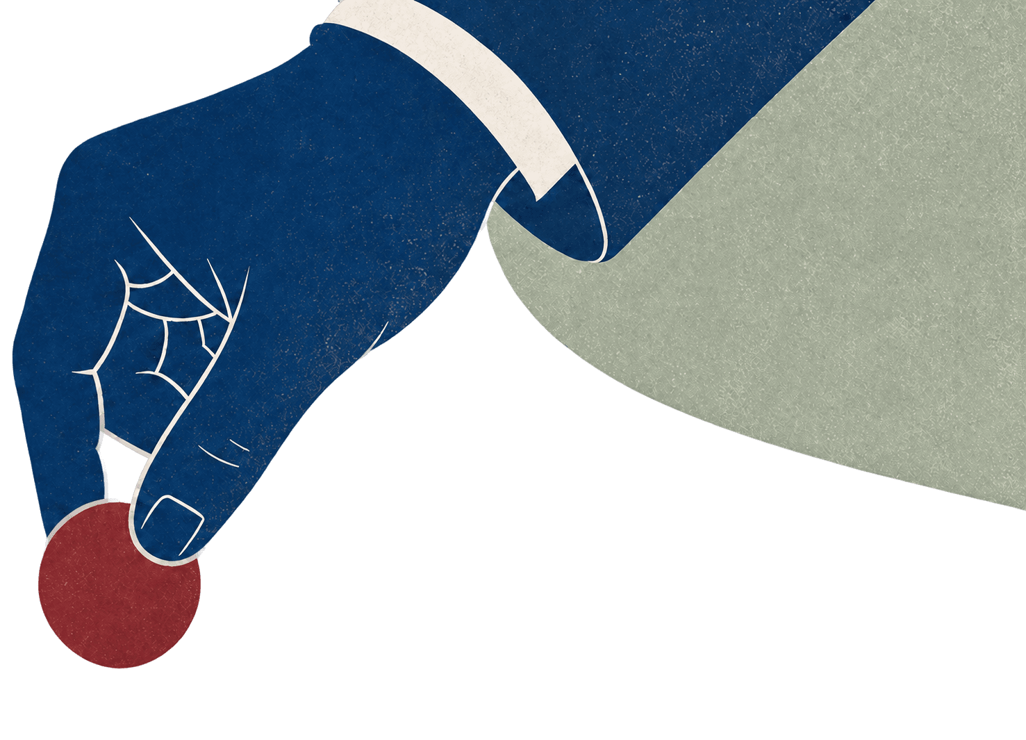 Editorial illustration of a hand placing a marker on the next step